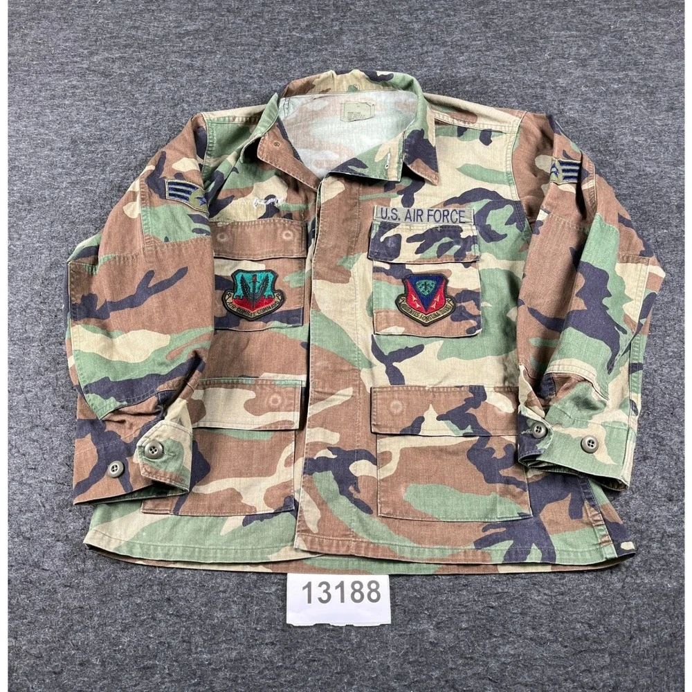 Vintage US Air Force Combat Command Coat Mens Medium X Short Green Camouflage
